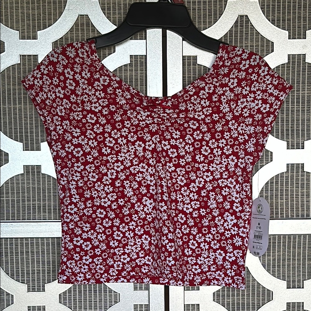 NWT kids Wonder Nation Red Puff Sleeve Crop Top
